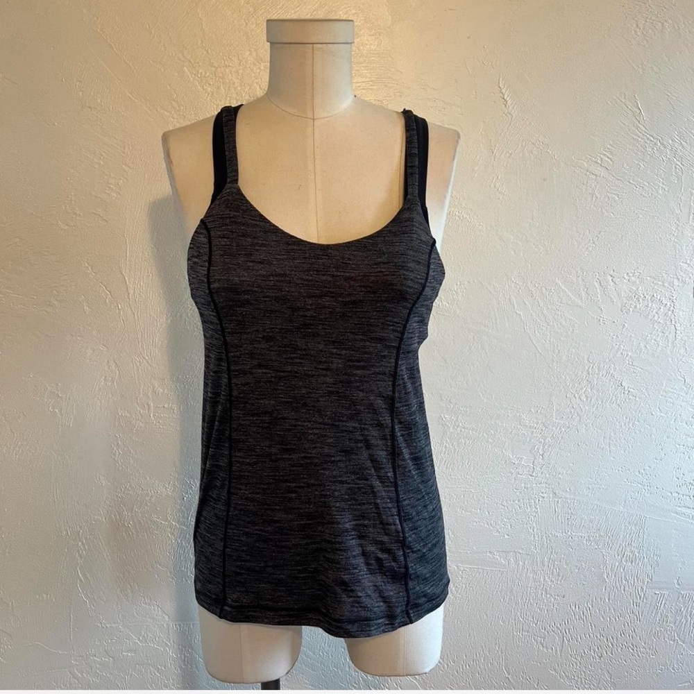 Grey and black Lululemon tank top